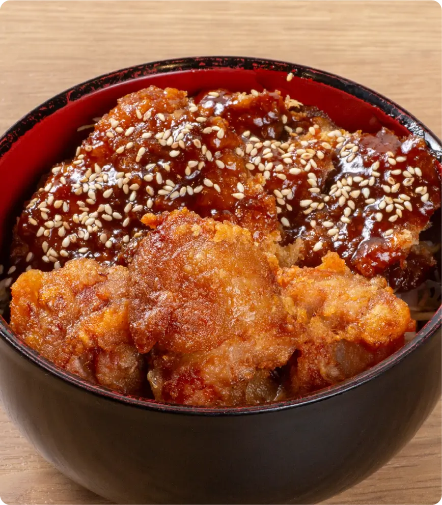 唐揚げモモカツ丼