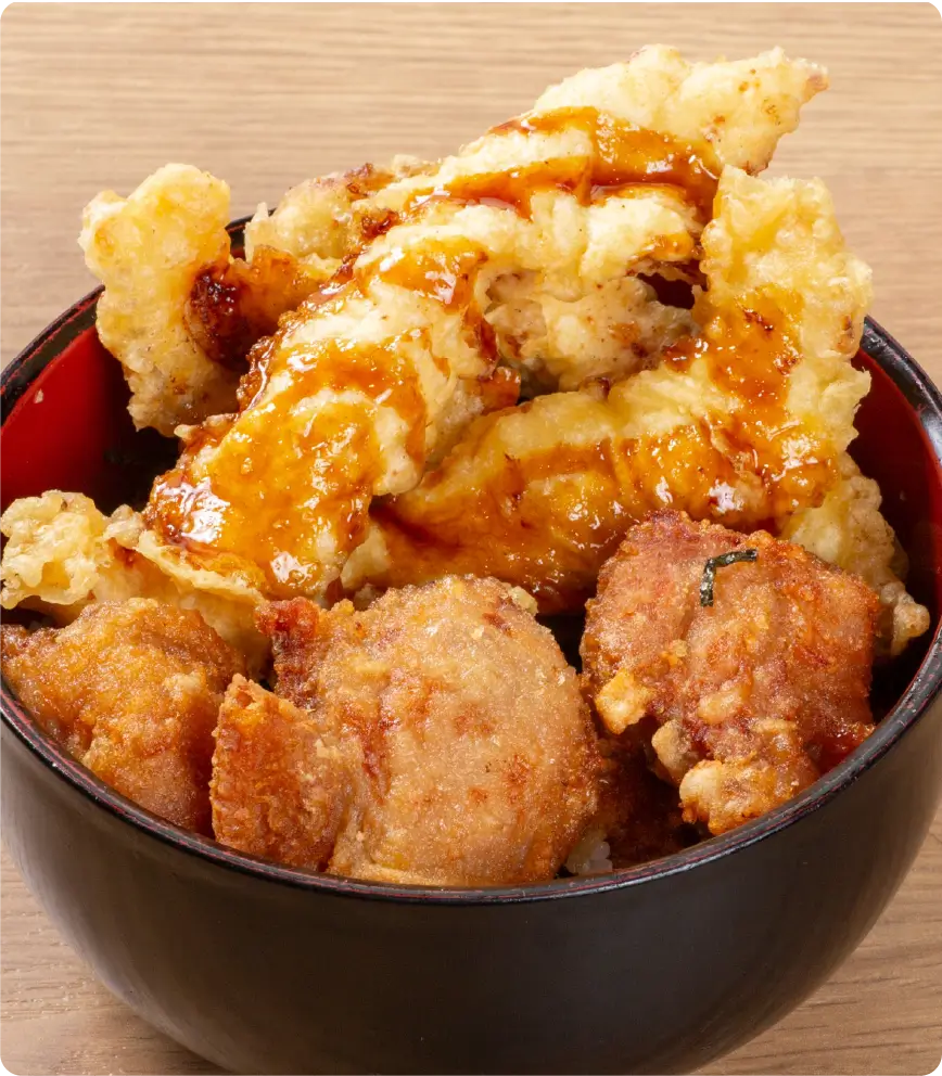 唐揚げとり天丼